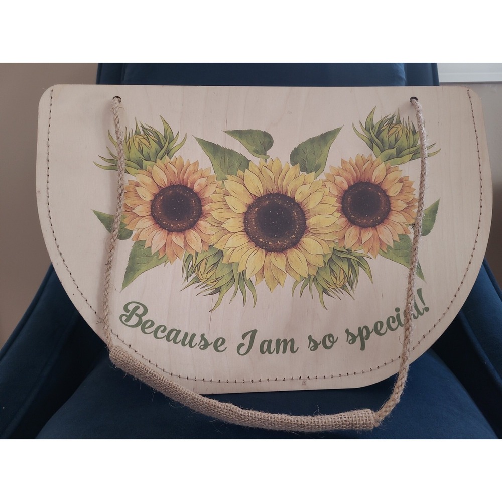 Original  handbag Woodbag with sunflowers made in Europe Purse